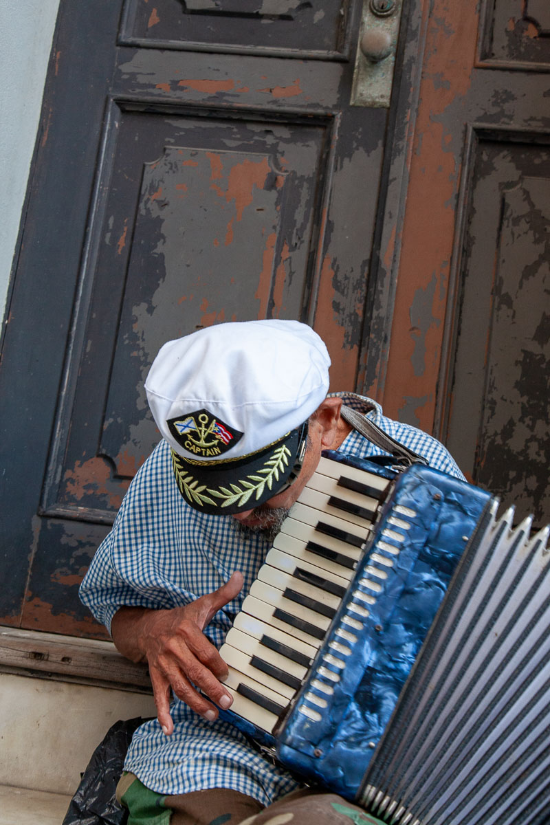 Street Photography in San Juan: Accordion Player