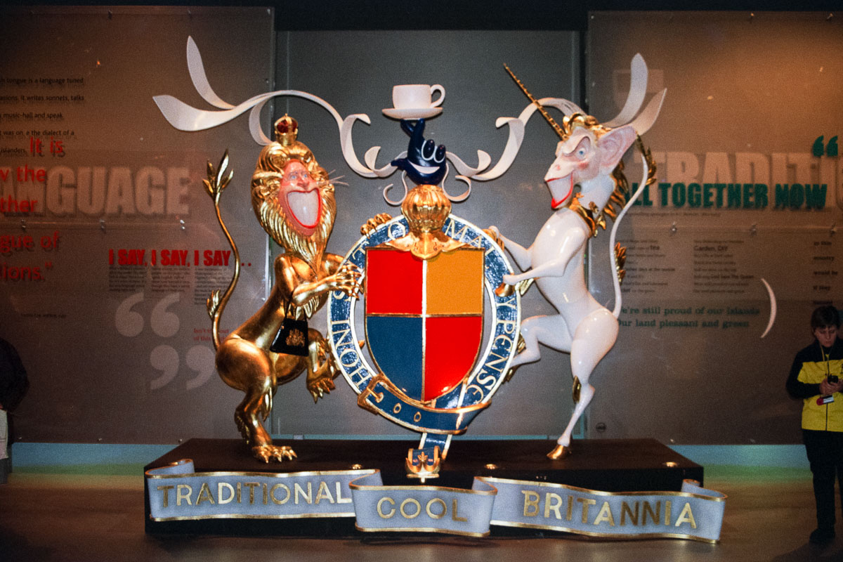 Gerald Scarfe's bold Cool Britannia sculpture depicting Tony Blair as a unicorn and the Queen as a lion