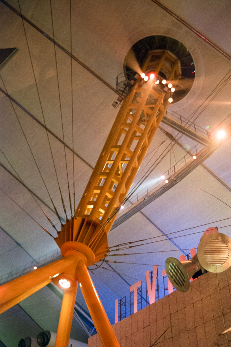 One of the Millennium Dome's twelve yellow support masts