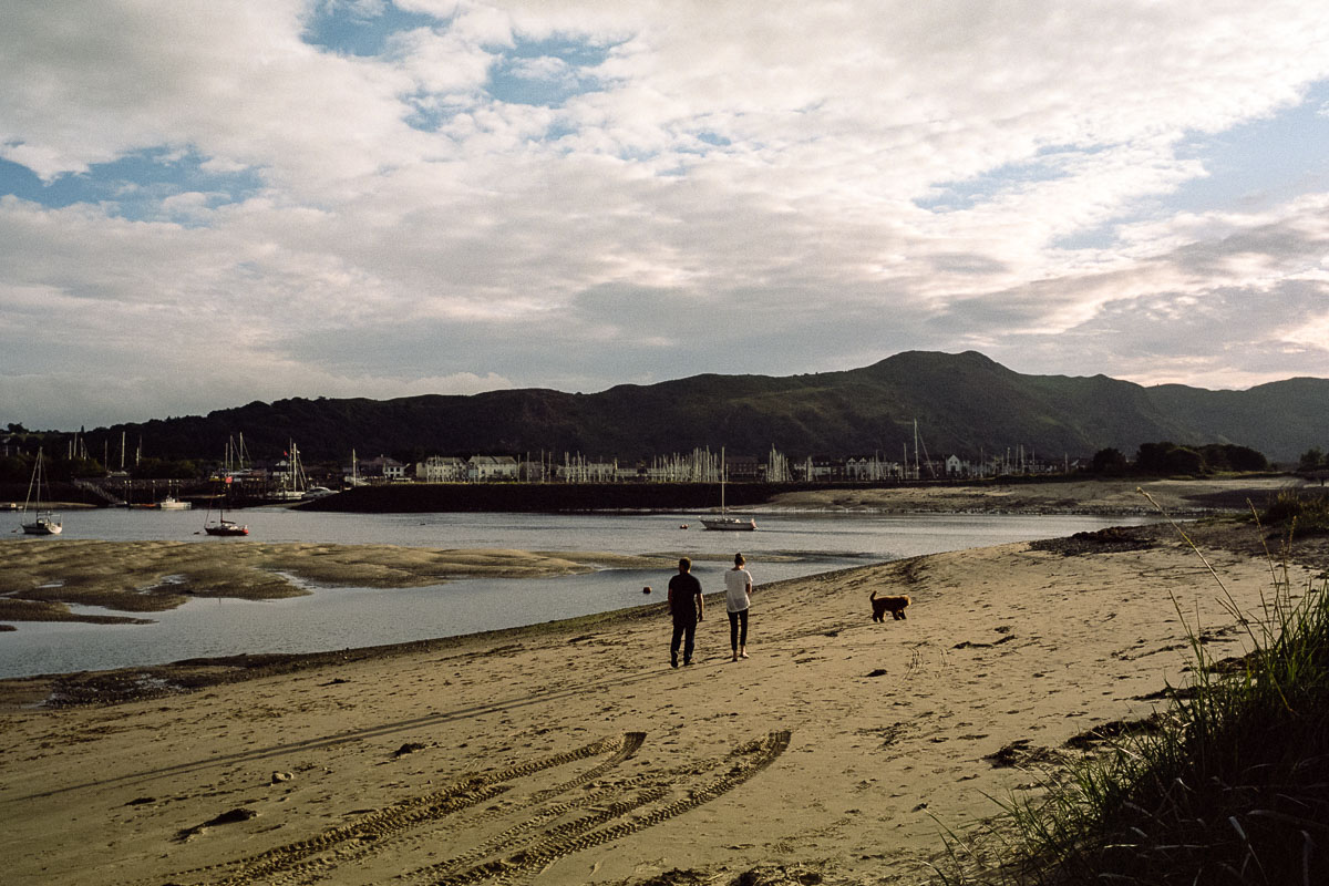 Walkers on Llandudno (West Shore) Beach.