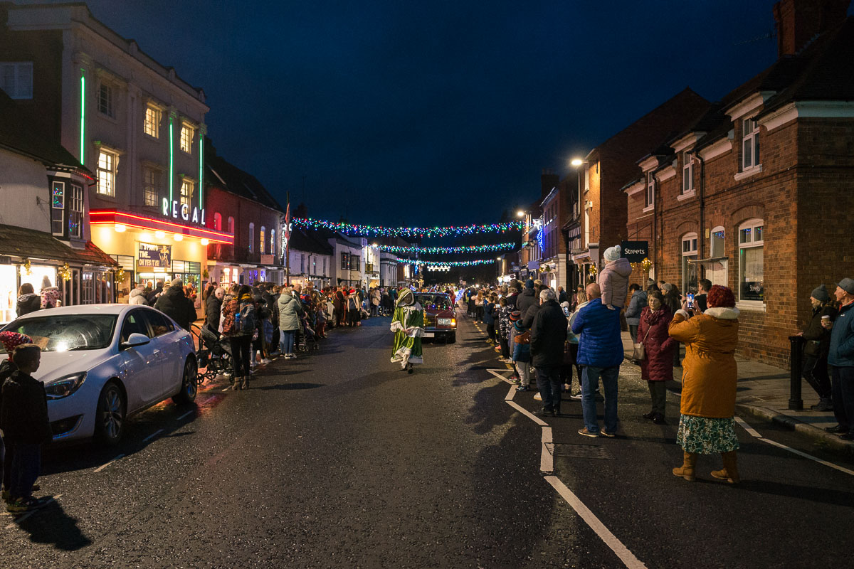 The Santa Parade winds through Tenbury High Street during the Mistletoe Festival.