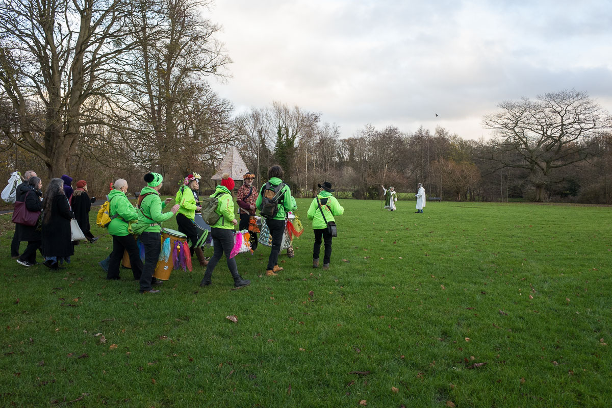 Crowds gather to watch the Druid ceremony during the Tenbury Mistletoe Festival
