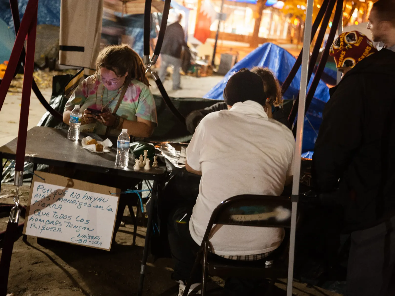 A quiet moment during the Occupy movement.