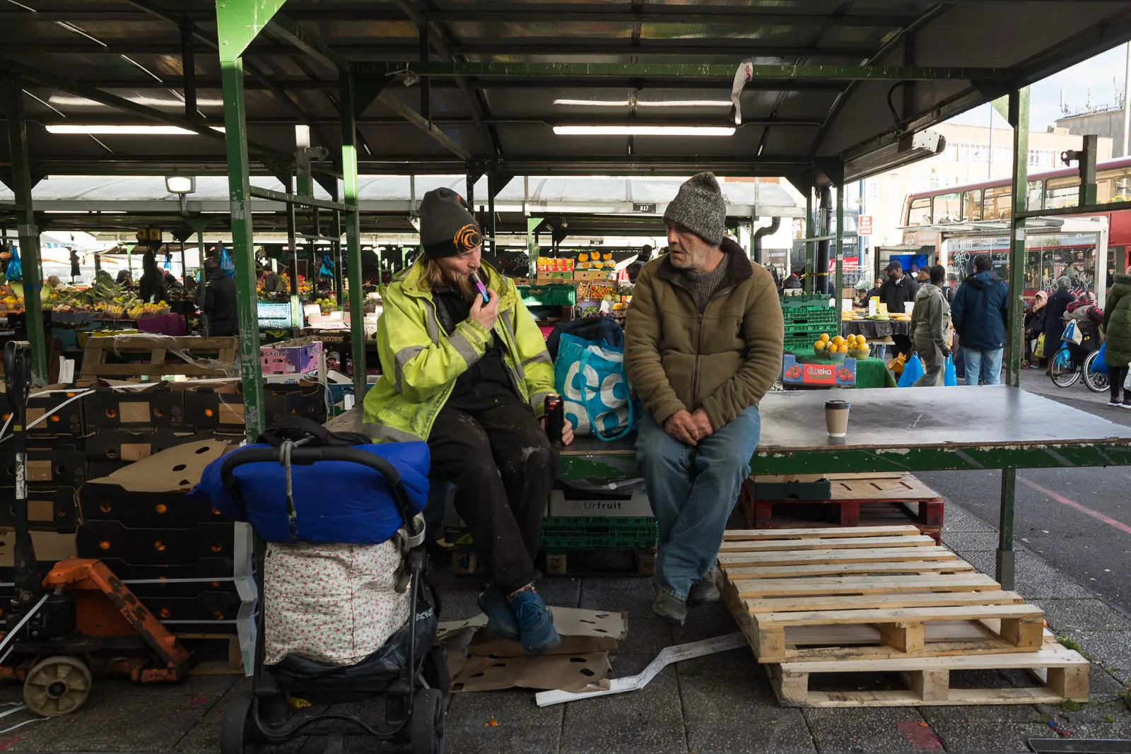 A brief moment of human connection at Birmingham's Bullring Open Market