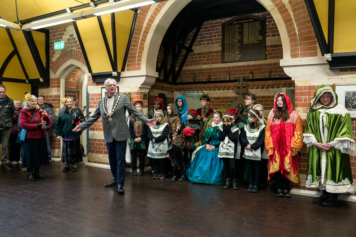 The crowning of the Mistletoe Queen inside the Pump Rooms
