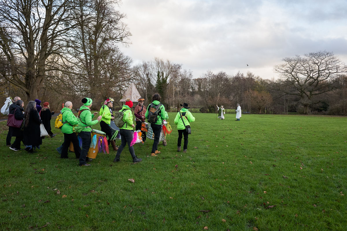 Crowds gather to watch the Druid ceremony during the Tenbury Mistletoe Festival