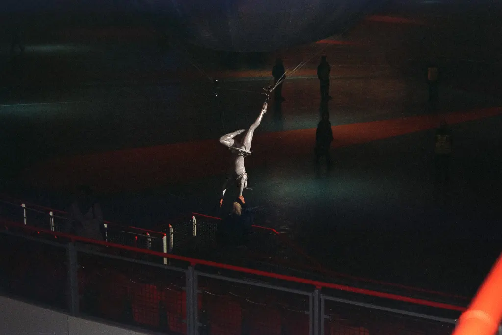 A touching moment inside the Millennium Dome