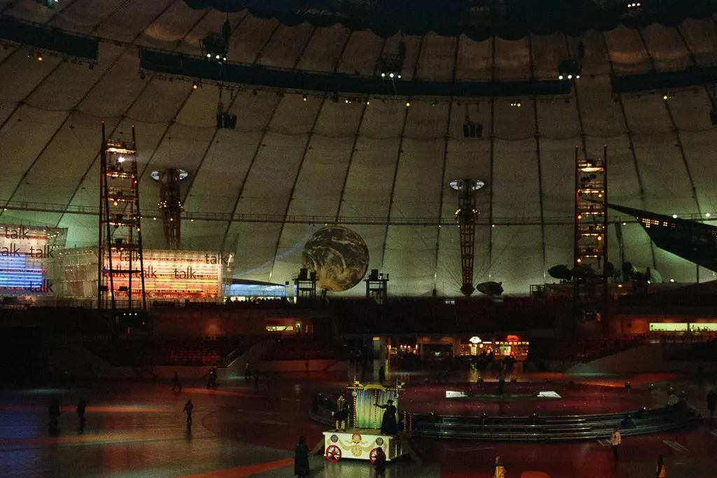 The centre performance area inside the Millennium Dome exhibition
