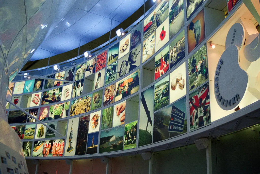 A mosaic of patriotic images inside the Self-Portrait Zone