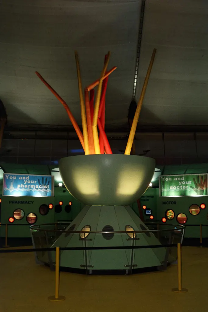 One of many strange exhibits inside the Millennium Dome exhibition