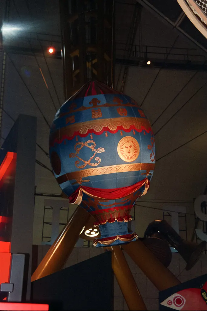 A model of the Montgolfier brothers' historic hot air balloon flight